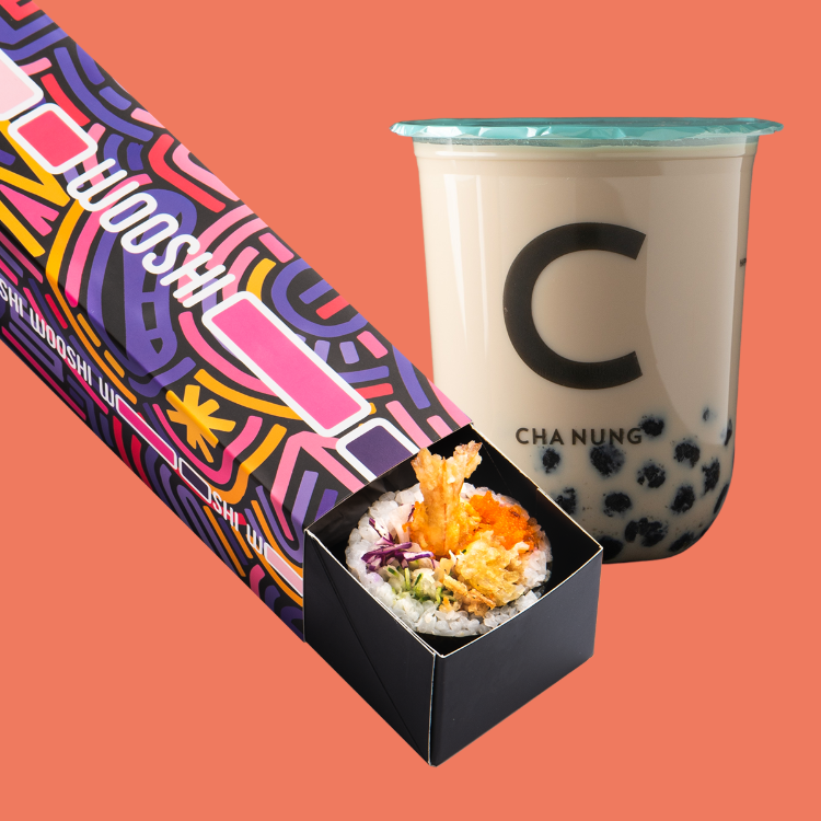 Sushi Roll or Bowl + Bubble Tea by Wooshi (Orchard Gateway) on Chope